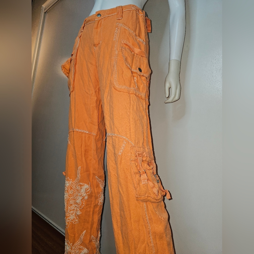 DA-NANG Orange Cargo Pants 100% Silk Size XS - Picture 16 of 16